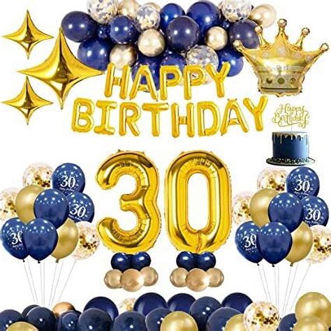 Mmtx Th Birthday Party Decorations Men Navy Blue Gold Balloon Arch