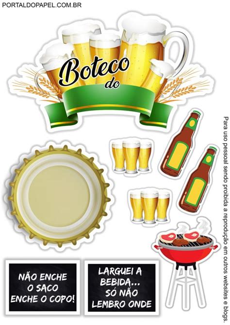 Topos De Bolo Boteco Para Imprimir