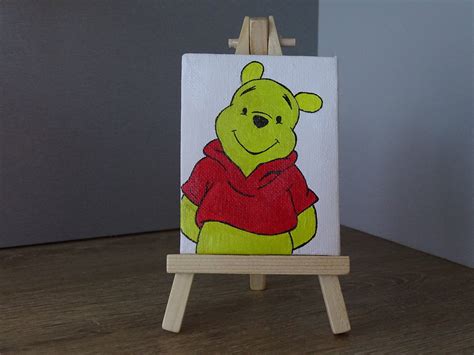 Winnie The Pooh Character Mini Canvas Painting Kids Character Etsy Uk