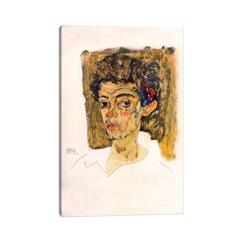 Icanvas Self Portrait With Brown Background By Egon Schiele Canvas