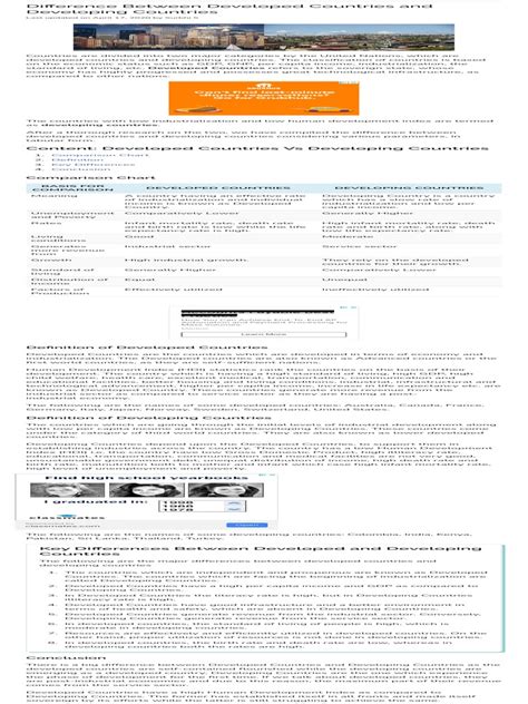 Difference Between Developed Countries And Developing Countries With