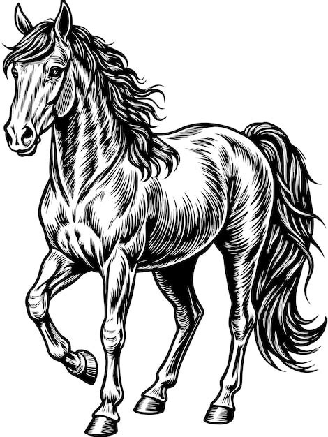 Um Desenho De Um Cavalo Um Desenho Preto E Branco De Um Cavalos