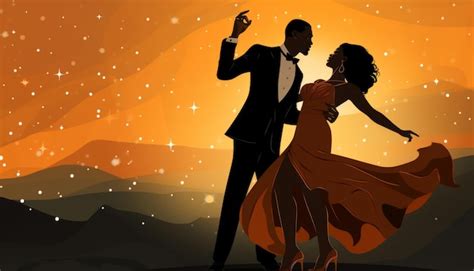 Ilustraci N De Una Silueta De Una Pareja Bailando Elegantemente Bajo El