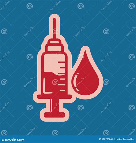 Syringe With Blood Drop Vector Illustration Decorative Design Stock