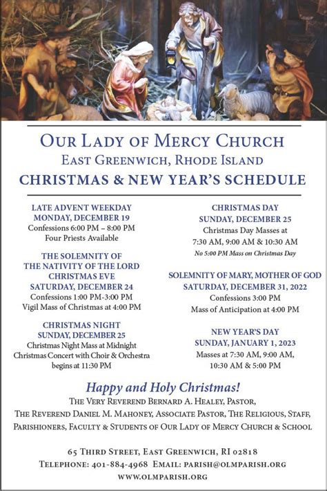 Christmas Mass Schedule — Our Lady Of Mercy