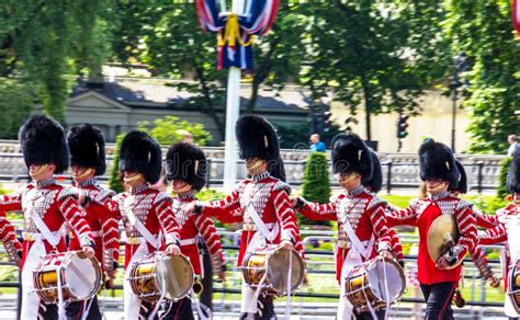 British Guardsmen March Down The Mall In London Outside Buckingham