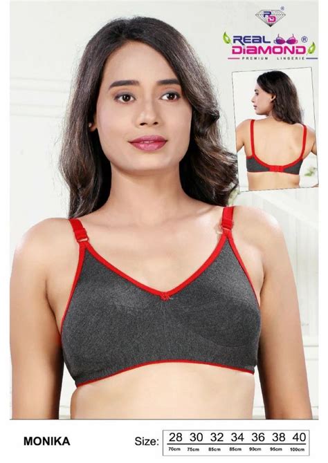 Non Padded Cotton Hosiery Dark Grey Regular B Cup Bra Plain At Rs 97 5