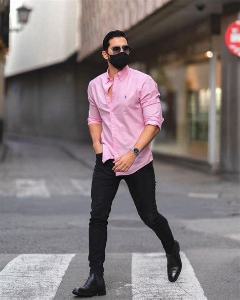 Pink Shirt Men S Pastel Fashion Outfits With Black Jeans Formal Dress