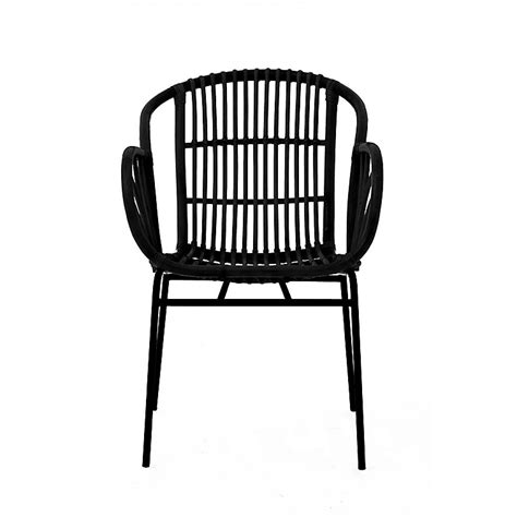 Interiors By Premier Lagom Black Natural Rattan Chair With Raised Sides