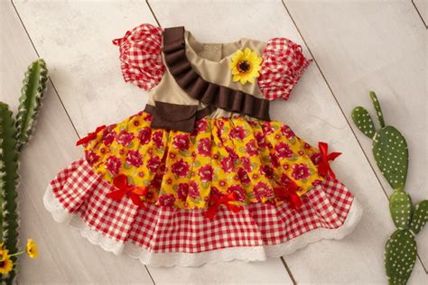 Vestido Junino Maria Bonita Cangaceira Nordeste Produtos Elo