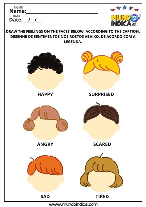 Atividades Sobre Sentimentos E Emoções Em Inglês - 7 Atividades de Inglês sobre Emoções e Sentimentos para Imprimir