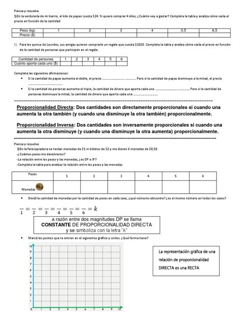 Trabajo Práctico Tercer Año Proporcionalidad Pdf Enseñanza De Matemática Business