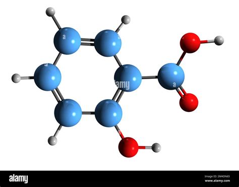 3D image of Salicylic acid skeletal formula - molecular chemical ...