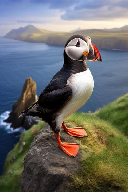 Premium Ai Image Atlantic Puffins Bird Near Ocean Landscape