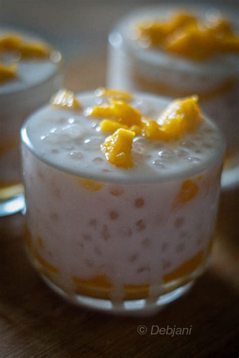 Coconut Tapioca Pudding With Mango Recipe Debjanir Rannaghar