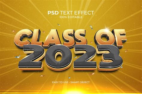 Premium Psd Class Of 2023 Gold Text Effect