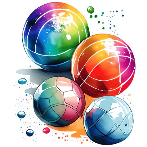 Petanque Balls with Target Ball Watercolor Rainbow · Creative Fabrica