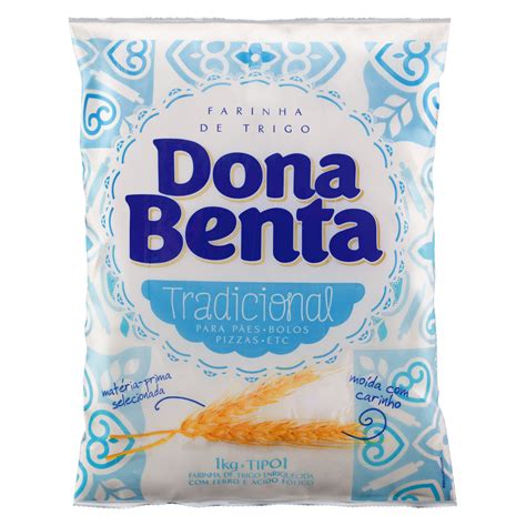 Farinha De Trigo Tradicional DONA BENTA Pacote 1Kg Comercial Reis