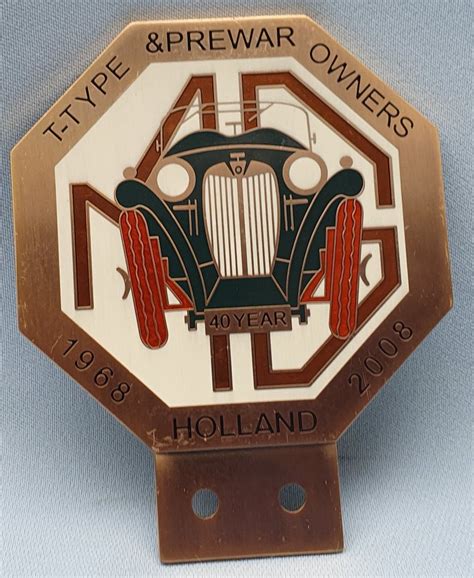 Insigne Grille Badge 40 Jaar MG T Type Prewar Owners Holland