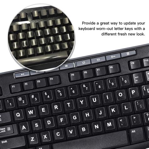 Replacement Full English Keyboard Stickers Universal English Black Background With Large White