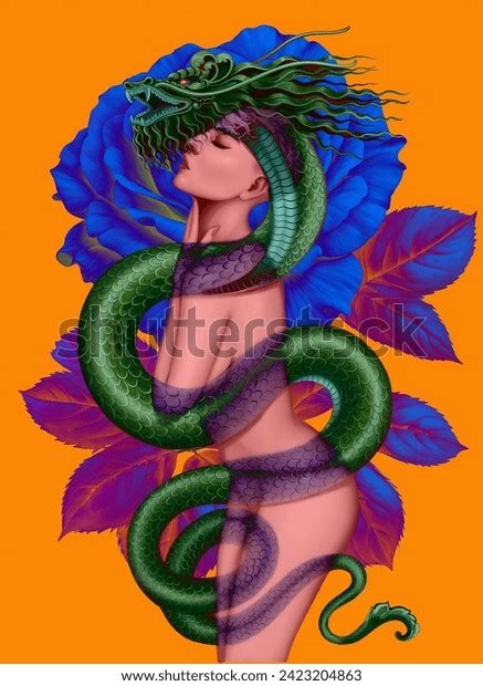 Dragon Naked Woman Graceful Dragon Naked Stock Illustration Shutterstock