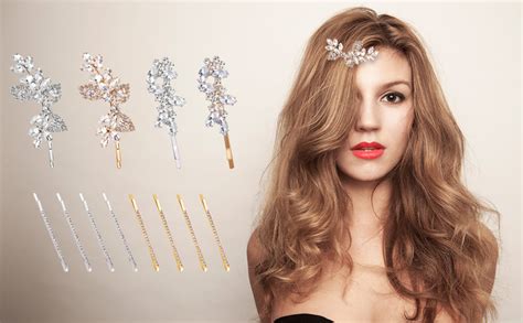 Amazon IBEQUEM 8Pcs Rhinestone Bridal Hair Clip Leaf Wedding