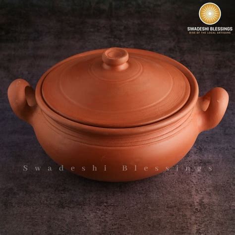 Unglazed Clay Pot For Cooking With Lid Indian Earthen Kadai Lead Free