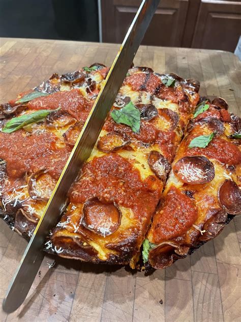 Made My First Sourdough Detroit Style Pizza Dining And Cooking