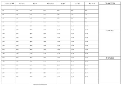 Planer Tygodniowy Do Druku Pdf Za Darmo Dziecko