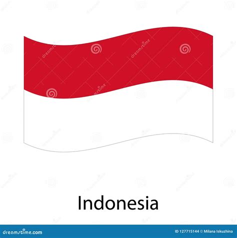 Vector Red Color Flat Design Illustration Of Indonesia Icons Flag