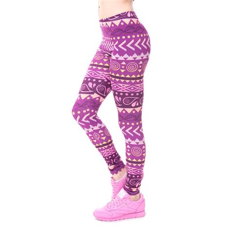 Aztec Round Ombre Printing High Waist Leggings Woman Pants