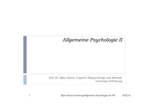 Allgemeine Psychologie Ii