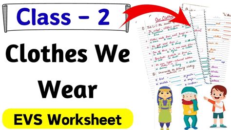 Clothes We Wear Class 2 Our Clothes For Class 2 EVS Worksheet For