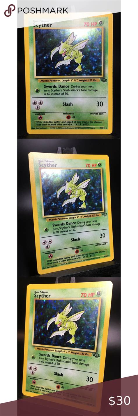 1999 Pokemon Jungle Set Rare Holo 10 64 Scyther Gem MINT WOTC Vintage