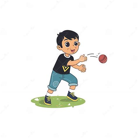 Boy Throwing Ball On White Background Illustration Stock Illustration