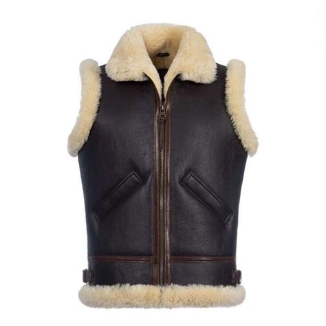 Denny Dora Men S Shearling Vest Flight Vest Leather Vest For Men Thick