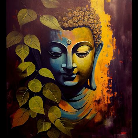 Buddha S Serenity A Modern Oil Color Print Of Lord Buddha S Face With