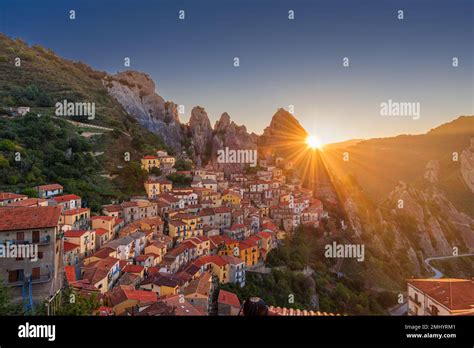 Castelmezzano Italy In The Basilicata Region At Dawn Stock Photo Alamy