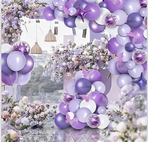 Pcs Purple Balloon Garland Kit With Butterfly Stickers Foil Balloon