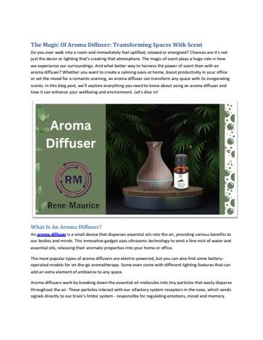 The Magic Of Aroma Diffuser Transforming Spaces With Scent 1