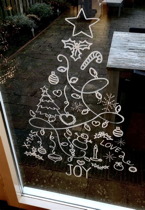 Raamtekening Kerst Kerstboom Raamtekeningkerst Christmas Chalkboard