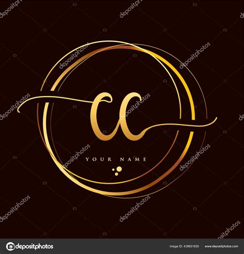 Initial Handwriting Logo Golden Color Hand Lettering Initials Logo