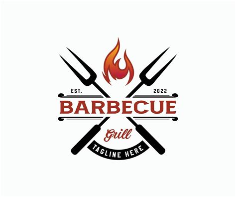 Modern Barbecue Logo Design Food Or Grill Template Vector Bbq Bar