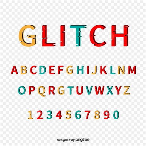 Gambar Sederhana Modern Efek Dislokasi Warna Alfabet Desain Font Seni