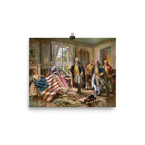 Betsy Ross Presents The Flag To George Washington Vintage Art Etsy