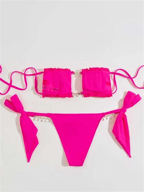 Shein Swim Sxy Conjunto De Bikini Fruncido Con Ribete De Volantes