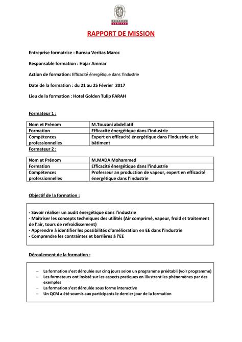 Modele De Rapport De Fin De Mission