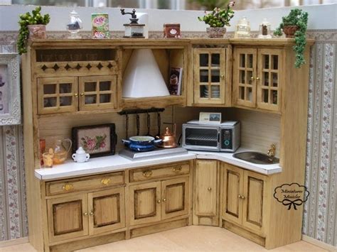 Miniature Dollhouse Kitchen Unit Full Equipped 1 : 12