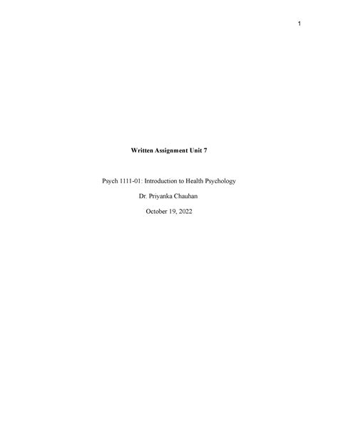 Written Assignment Unit 7 HS Written Assignment Unit 7 Psych 1111