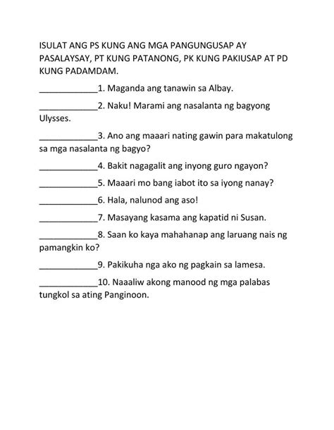 Uri Ng Pangungusap Worksheet For Grade Printable Worksheets And Sa Nbkomputer